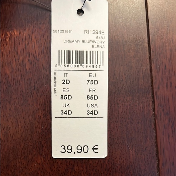 Helena Blue and White Lace Trim Bra - Picture 2 of 3